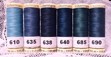 6 NEW Aqua colors GUTERMANN 100 polyester sew-all thread 110 yard Spools