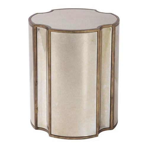 Uttermost Harlow MDF Wood Mirrored Accent Table in Antique Brass - Picture 1 of 5