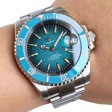 Tandorio 40mm New Blue Dial Japan NH35A Auto Mechanical  Diving Watch For men