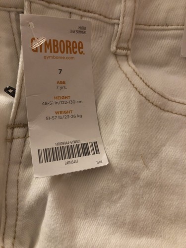New Gymboree Girls White Cropped Pants Size 7 Adjustable Waist Floral - Picture 4 of 5