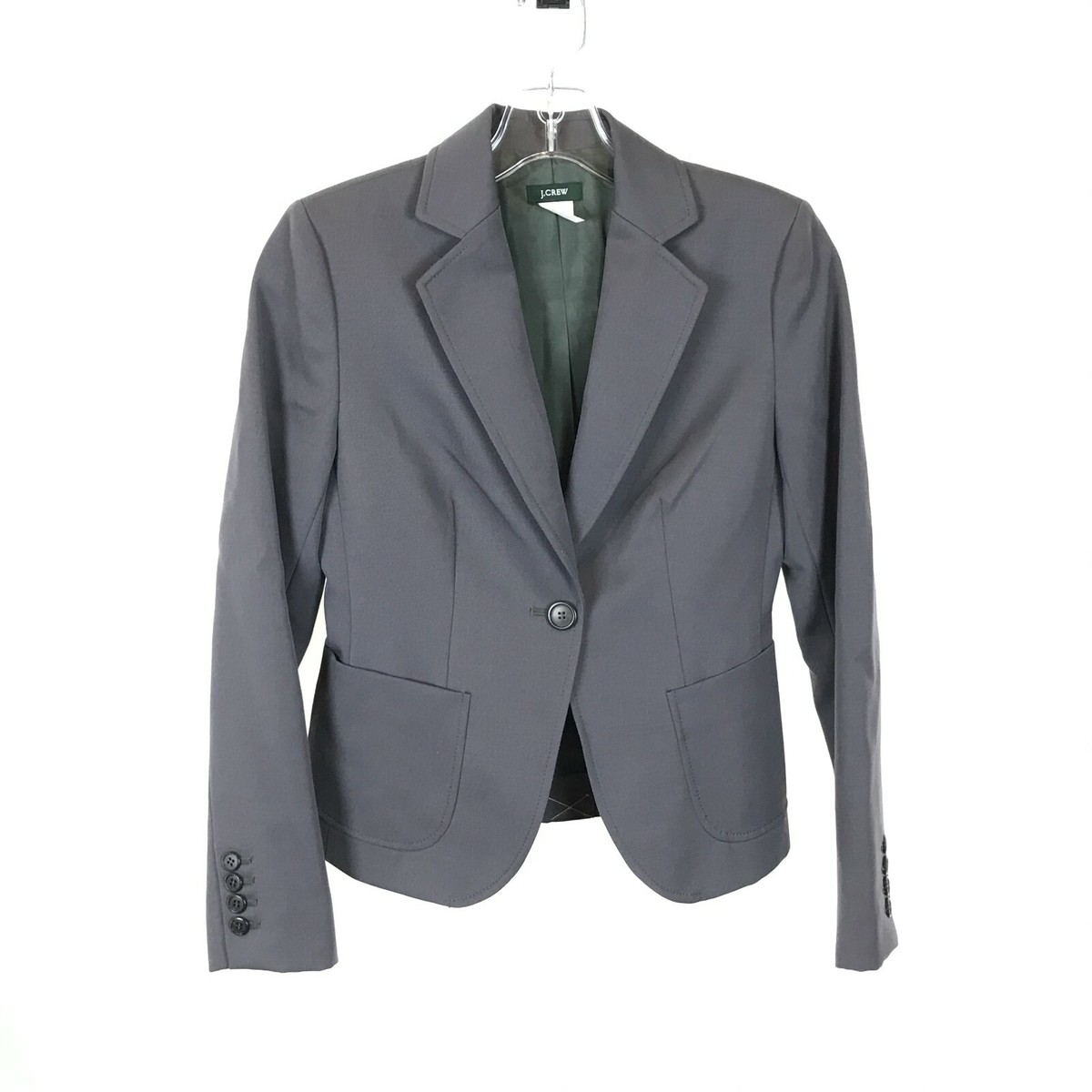 Womens Petite Size 0 0P J. Crew Gray Pure Wool Notched Lapel Womens Petite Size 0 0P J. Crew Gray Pure Wool Notched Lapel