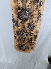 Adrienne Vittadini scarf oblong 53 x 11 in sheer striped Floral fringe edge