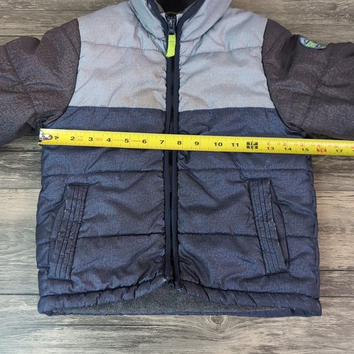 Oshkosh B'Gosh Puffer Jacket 5-6 Youth Fleece Lined Warm Hooded Colorblock Coat - Picture 9 of 12