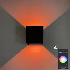 LED Smart Outdoor Wall Lamp RGBW Change APP Control Stepless Dimmable Light Yard