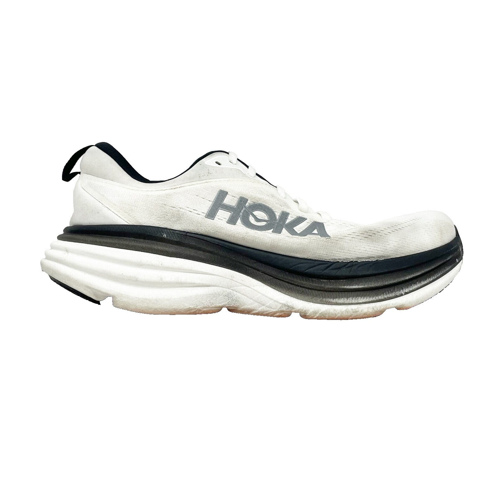 Hoka One One Bondi 8 Men\'s White Lace-Up Mesh Running Shoes Size 13 inches Hoka One One Men main image 3