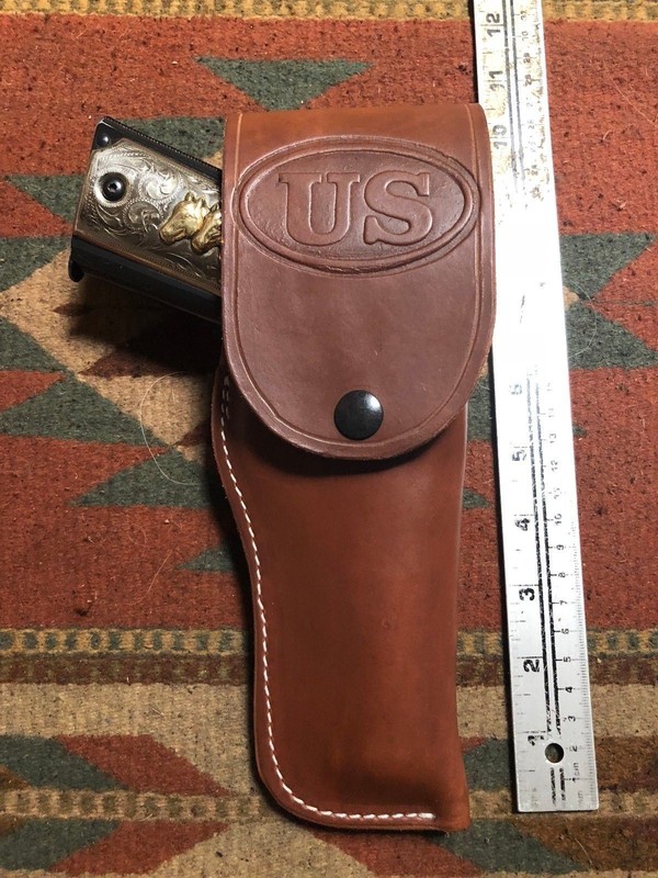 FITS Colt Taurus Remington Citadel Model 1911 Tanned Leather Flap Field Holster