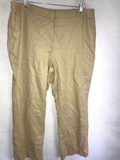 Lauren by RALPH LAUREN Khaki Tan Linen Zip Wide Leg Pants 20W 40 x 30