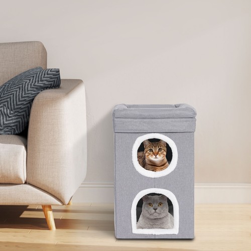 Foldable Cute Modern Cat Condo Cat House Gray Indoor Cats Bed For Home Pet Shop - Picture 23 of 23