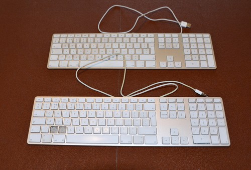 APPLE A1243 USB Wired Keyboard x2 Aluminium QWERTY + Numerical - SPARES/REPAIR