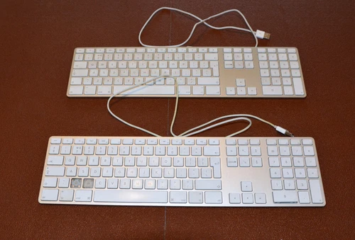 APPLE A1243 USB Wired Keyboard x2 Aluminium QWERTY + Numerical - SPARES/REPAIR