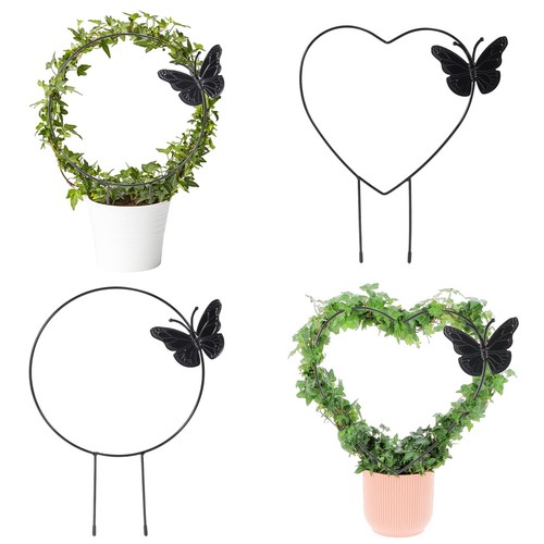 2PCS Black Metal Trellis Butterfly Design for Potted Plants & Garden Climbing
