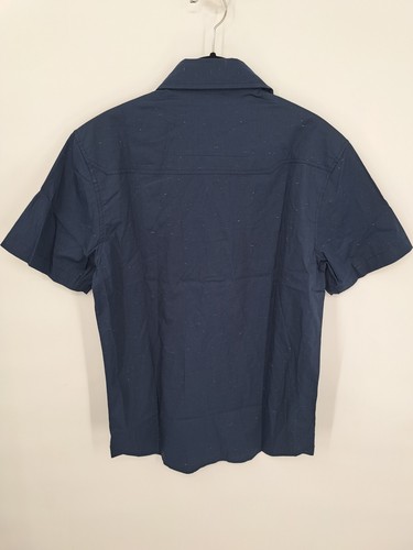 Spyder Men's Short-Sleeve Button Up Blue Space Dye Shirt Size S - Picture 2 of 7
