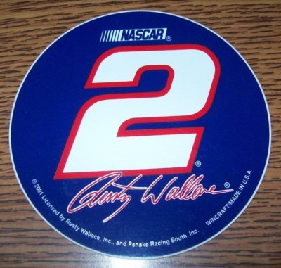 RUSTY WALLACE #2 2001 WINCRAFT 3'' ROUND DECAL STICKER