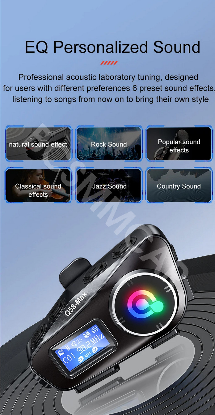 Motorcycle Intercom Bluetooth Helmet Headset Interphone Riders Music Sharing