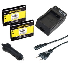 2x Batteria Patona + caricabatteria casa/auto per Casio Exilim Ex-Z2000