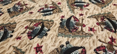 Christmas Moose Tree Rustic Cotton Fabric Sew Quilt Craft 45” W x 64” L - Picture 10 of 10