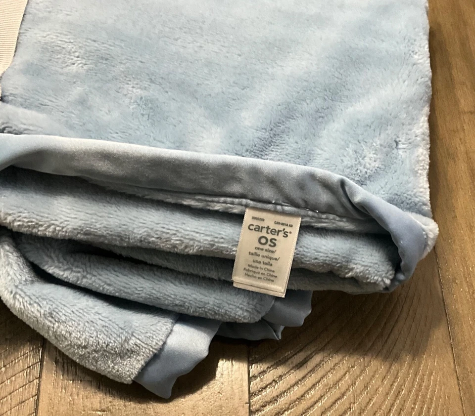 Manta infantil Carter's Baby azul cachorro perro mate borde satinado Foto 4 de 4