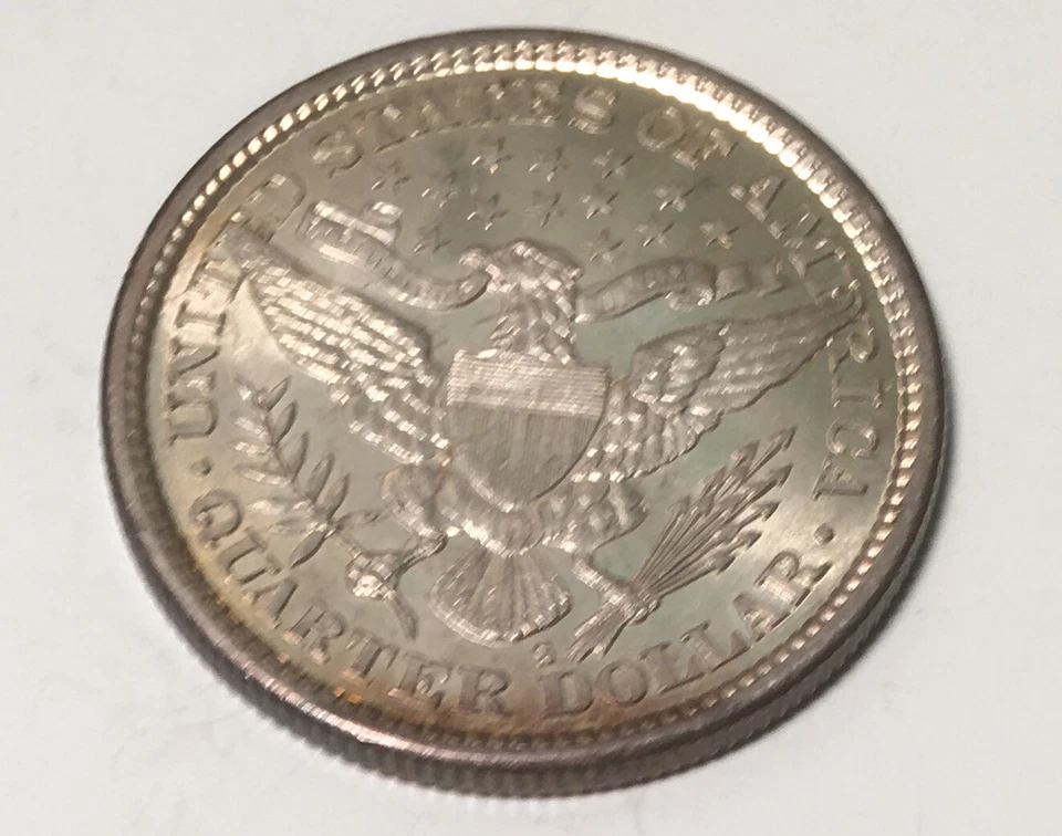 1894-S 25c Barber Silver Quarter Major Die Break Error, Gem, Sharp, Mint Luster - Image 2 of 4