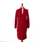 RALPH LAUREN Black Label Dress Red Merino Wool Cashmere Silk Angora Size L 13106