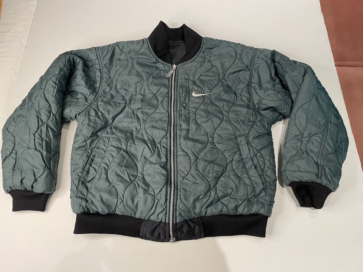 Vintage Nike Reversible Quilted Puffer Bomber Jacket Men Small 