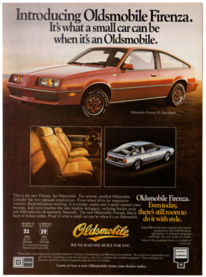 1982 OLDSMOBILE Firenza SX Hatchback Vintage Original Print AD Red