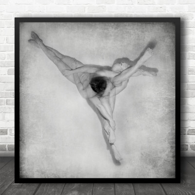 Doppelbelichtung Mehrfach Fine Art Akt Nackt S/W High Key Quadrat Wandkunstdruck