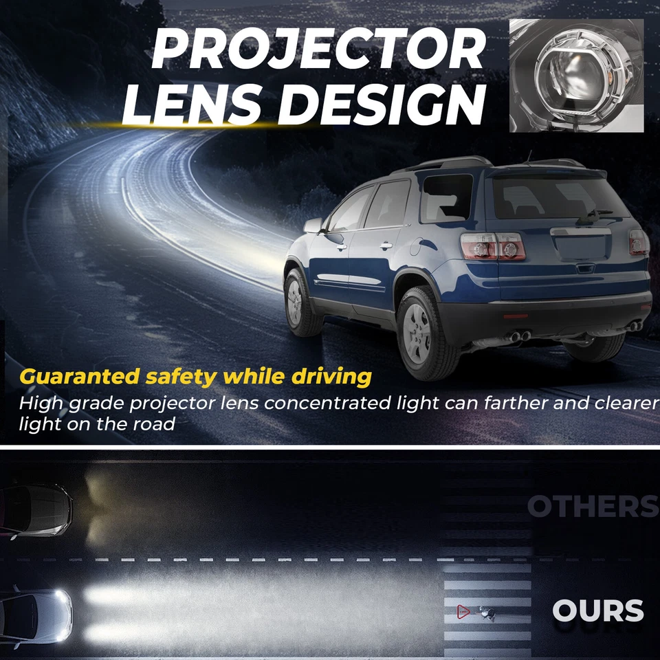 For GMC Acadia 2007-2012 Projector Headlights Headlamps W/bulbs Left+Right Clear Foto 4 de 4