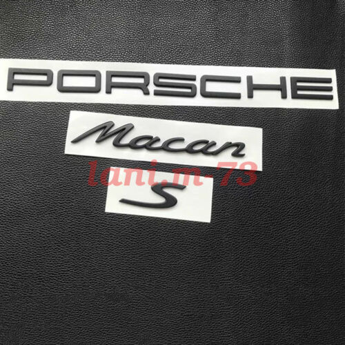 Matte Black PORSCHE Macan S Letters Rear Badge Emblem Look Deck Lid Nameplate - Picture 1 of 7