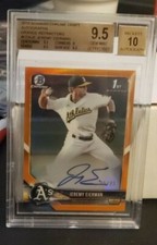 2018 BOWMAN CHROME DRAFT JEREMY EIERMAN ORANGE REFRACTOR AUTO 5/23 BGS 9.5 10