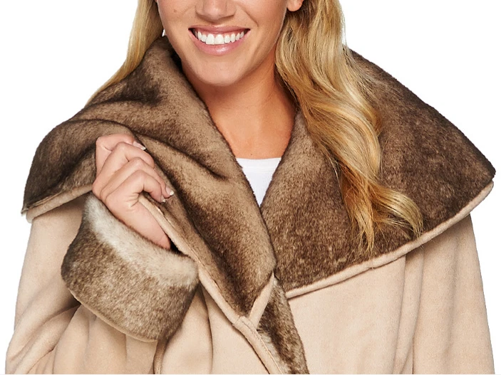 Casaco feminino G.I.L.I gola shearling falso, castanho macio, tamanho-4 - Imagem 3 de 3