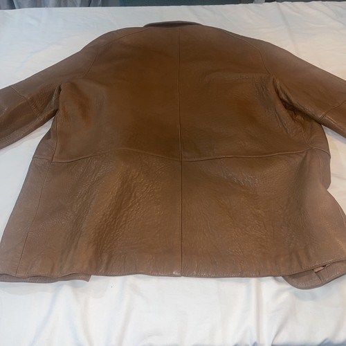 Chaqueta gabardina vintage de cuero suave mantecoso Tannery West años 70-talla 46 - Imagen 9 de 11