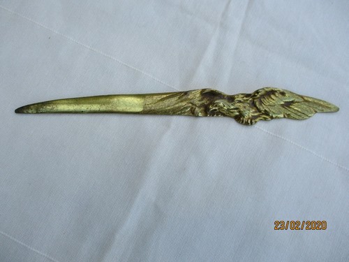 ANTIQUE FRENCH FINE ART NOUVEAU EAGLE HEAD LETTER OPENER 1900's NICE DETAILS - Picture 2 of 12