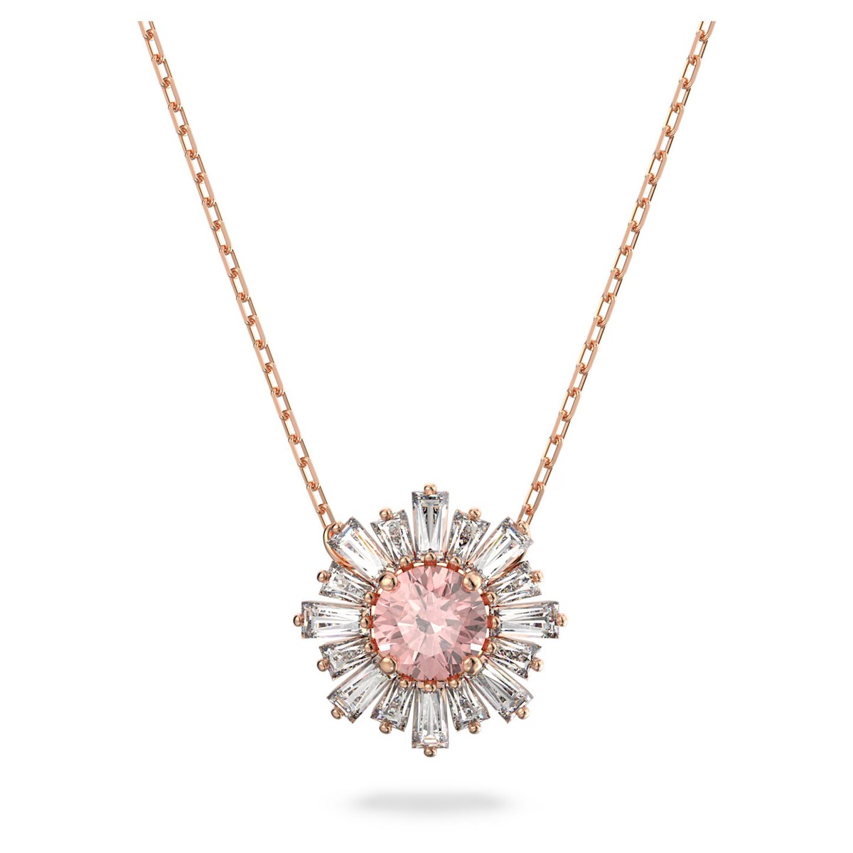 Swarovski Sunshine Pendant Necklace Pink, Rose gold-tone