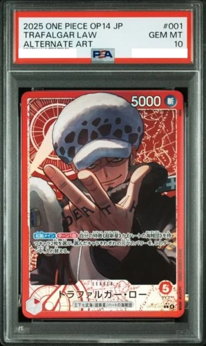PSA 10 Trafalgar Law OP14-001 L The Azure Sea's Seven 2025 ONE PIECE Card JPN