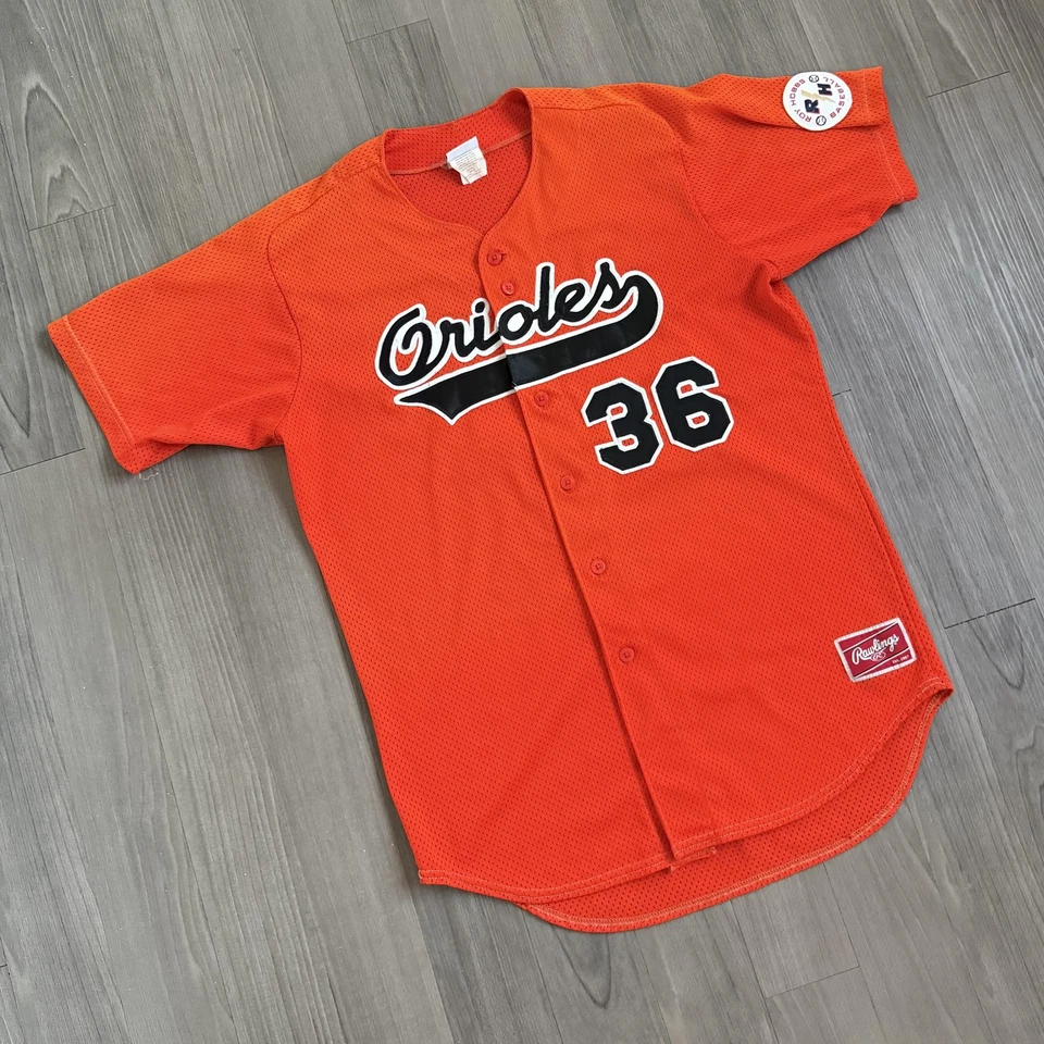 Baltimore Orioles Jersey Mens Large Orange MLB Baseball Button Mesh 36 Patch - Image 2 of 4
