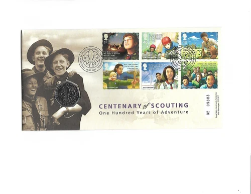 ROYAL MAIL GB QEII PNC COIN COVER 2007 CENTENARY OF SCOUTING 50P B/UNC