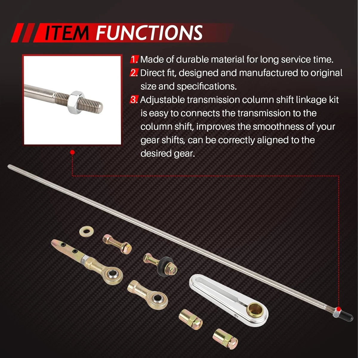21" Adjustable Column Shift Linkage Kit ACA-1800 For GM TH-350 TH-400 4L60 4L60E