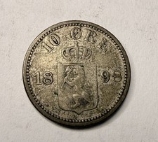 1898 Sweden 10 Ore Coin - 40% Silver