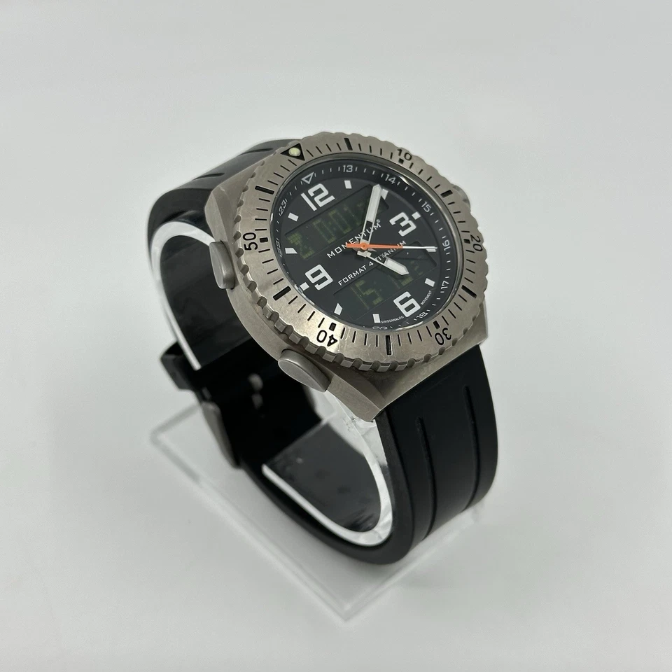 РЕДКИЕ титановые многофункциональные кварцевые аналоговые цифровые дайверские часы Momentum формат 4 - Изображение 3 из 4