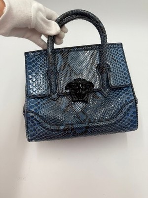 VERSACE PALAZZO EMPIRE BLUE PYTHON LEATHER BAG