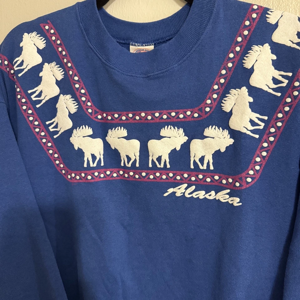 Sudadera De Colección Alaska Wildlife Moose All American Apparel XL EE. UU. Grannycore Foto 2 de 4