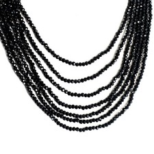 Beautiful 7 Strand 263.00 Cts Amazing Cut Black Spinel Beaded Necklace VK 29 AZ7