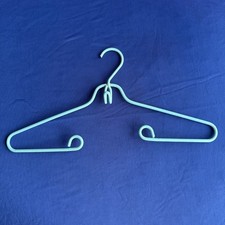 Vintage Wire Clothes Hanger Heavy Twisted Loop Vintage Unique Coated Hook Teal