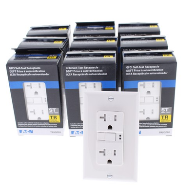 #ad 10 Eaton White Tamper Resistant GFCI Self Test Outlet Receptacles 20A TRSGF20W $166.24