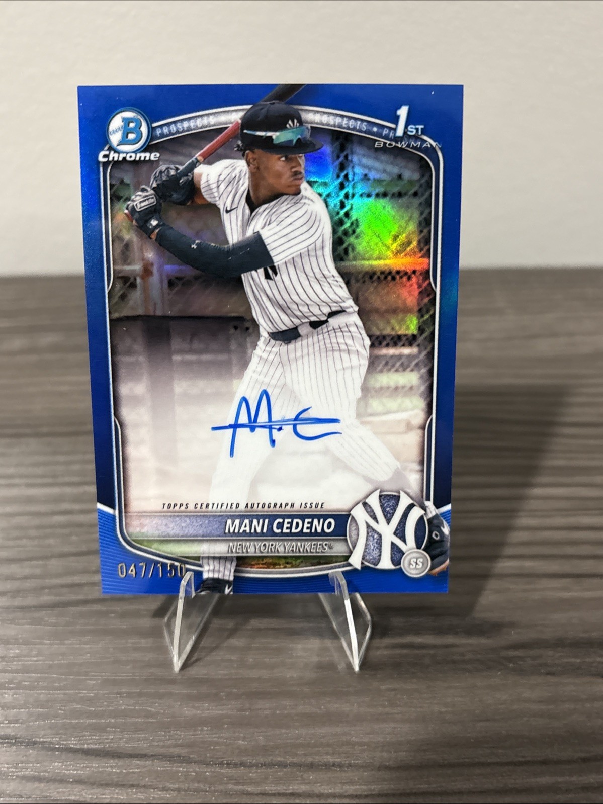 Mani Cedeno 2025 Bowman Chrome 1st True Blue Refractor /150 Auto #CPA-MCE