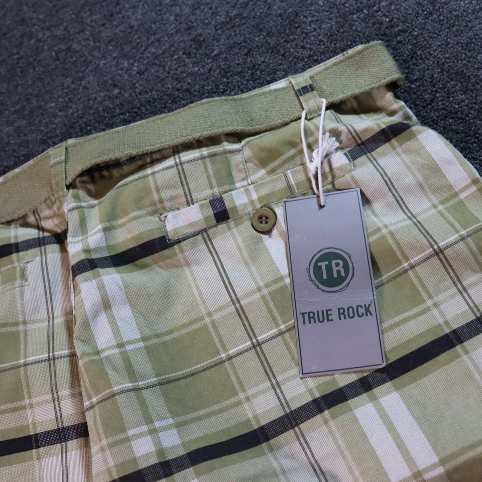 NOVO COM ETIQUETAS 2000s VERDADEIRO ROCK FOLGADO CINTO XADREZ VERDE SKATISTA SHORTS W40 - Imagem 3 de 4