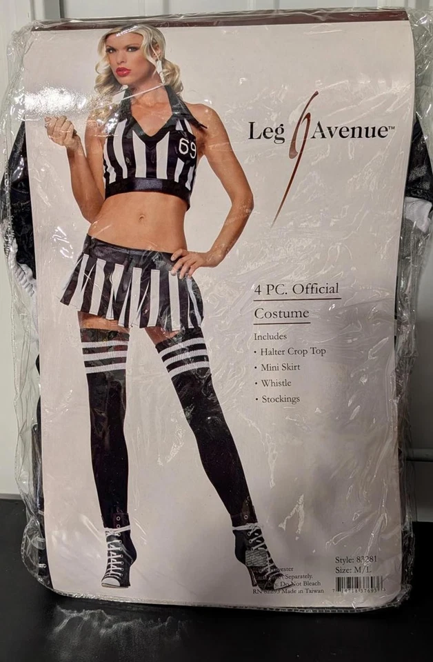 Sexy Disfraz de Árbitro Oficial Deportivo Leg Avenue 4 Piezas Nuevo con Etiquetas Fútbol Baloncesto M/L Foto 2 de 3
