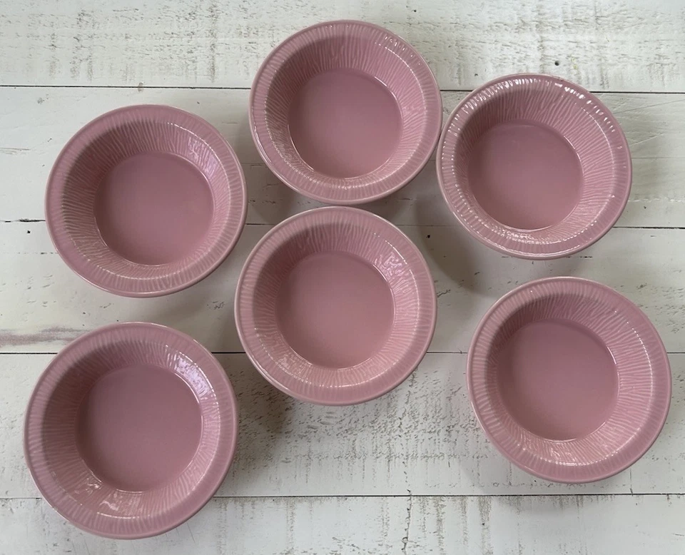 Conjunto de 6 tigelas pequenas rosa Chantal 3 1/2 pol x 1 polegada. Sobremesa/fruta - Imagem 2 de 4