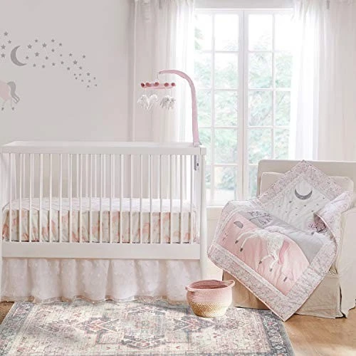 Juego de cama Levtex Baby Colette 5 piezas unicornio cuna rosa gris blanco estrella Foto 2 de 4