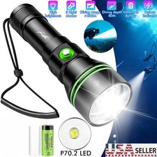 50000LM LED Professional Scuba Diving Light Underwater Flashlight Dive 80m US